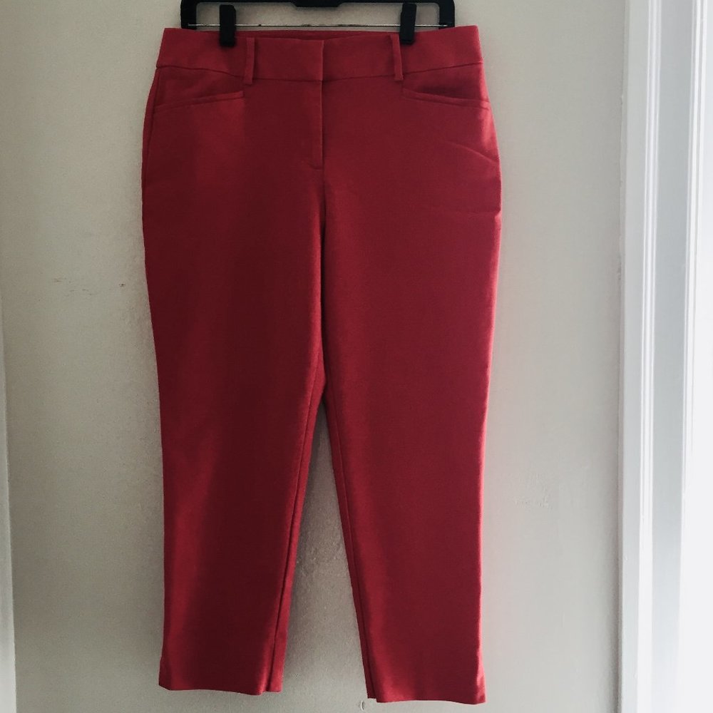 Ann Taylor Loft The Riviera Pant "Julie" Dark Red Crop Straight Leg Size 8